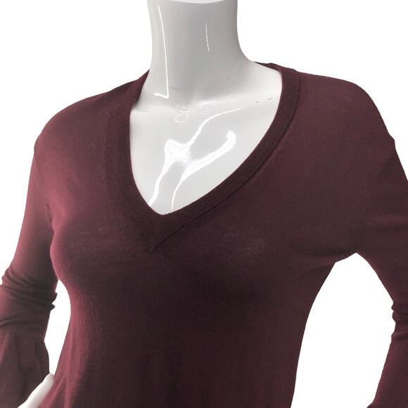 J Crew Womens Size XXS Sweater Merino Wool Bell Sleeve High Low Hem V Neck - Picture 2 of 16